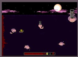 Old Overworld during the Ball wizards era, when the far shore was a black sea, a core mechanic was an ever encroaching red sea that the player had to outpace as can be seen here.