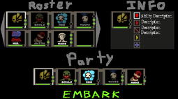 Old placeholder party screen, names are most likely also placeholder